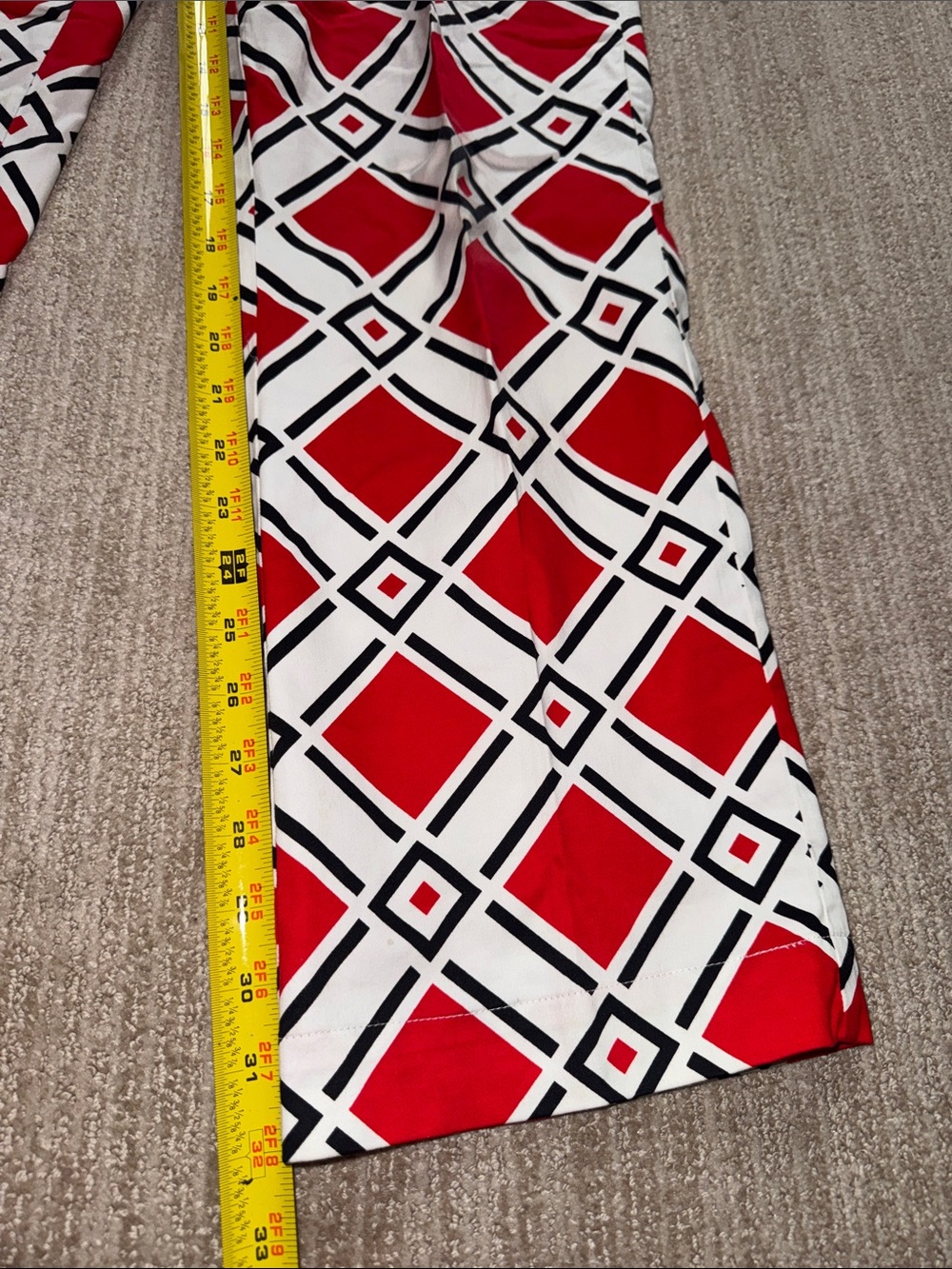 Loudmouth Mens 32x32 Danger Golf Slacks Red White Black Stretch Golfcore Pants - Picture 4 of 11